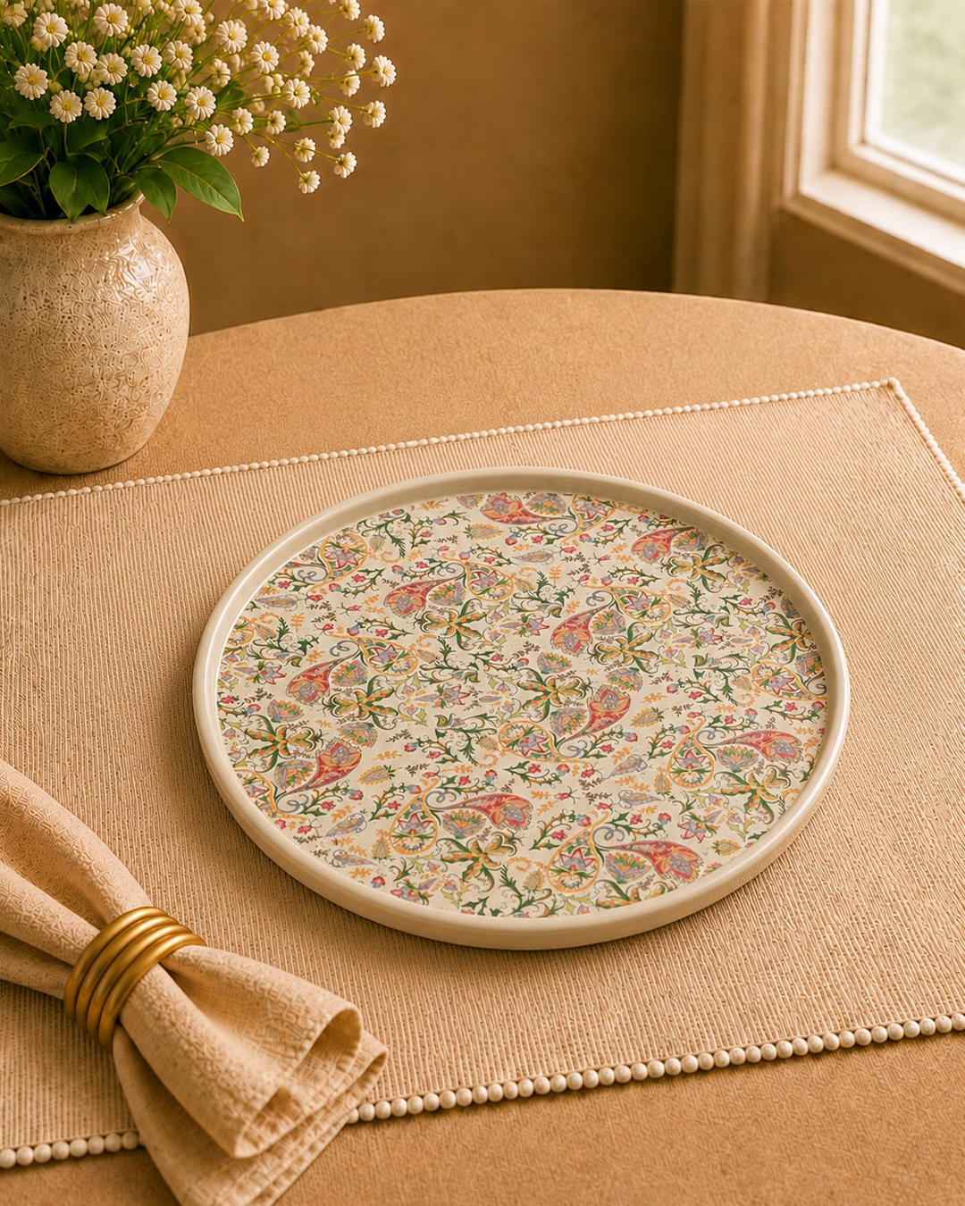 Ethnic, Carpet prints on 11” - Round Ceramic Platter
