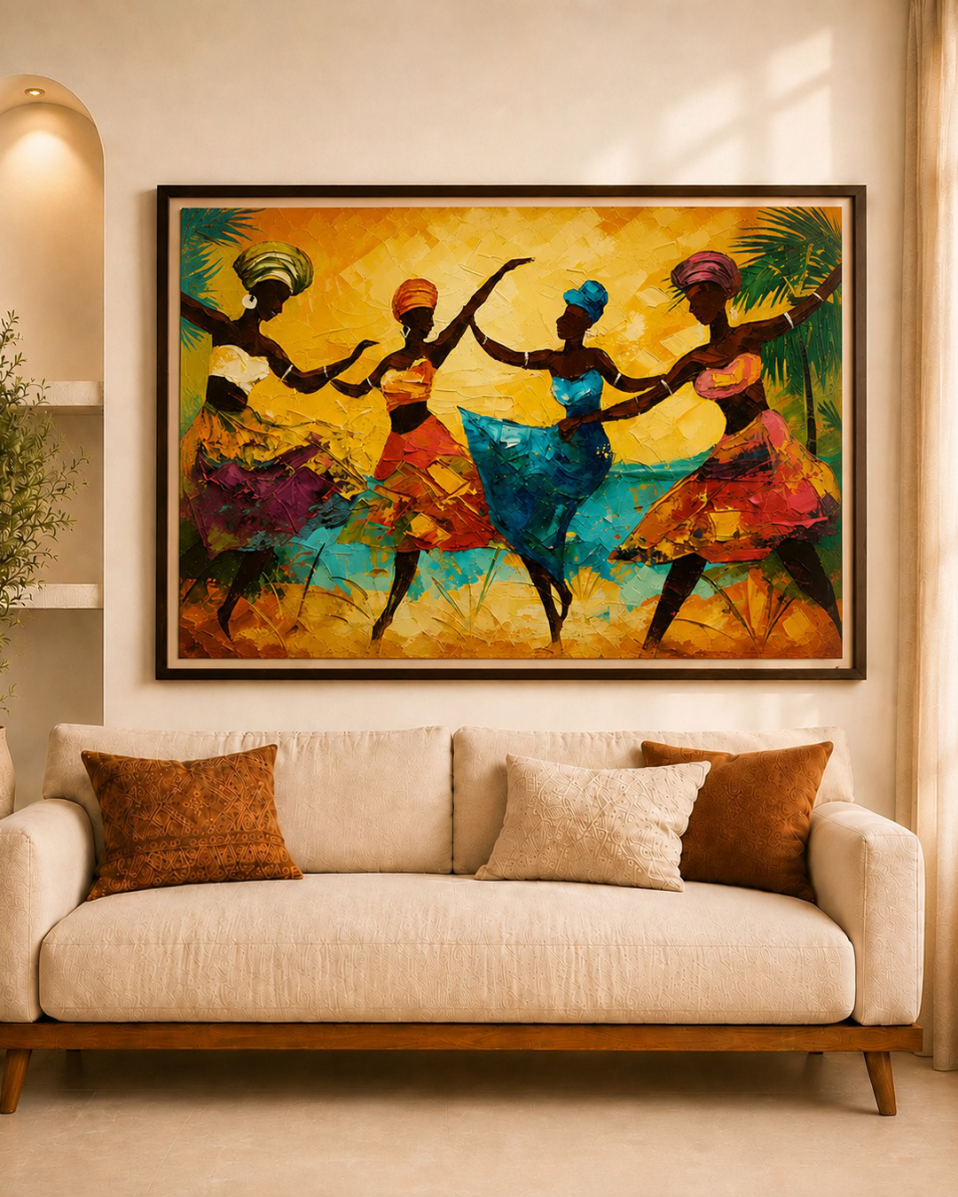 Traditional African Art on Museum Quality - Canvas with Floater Frame