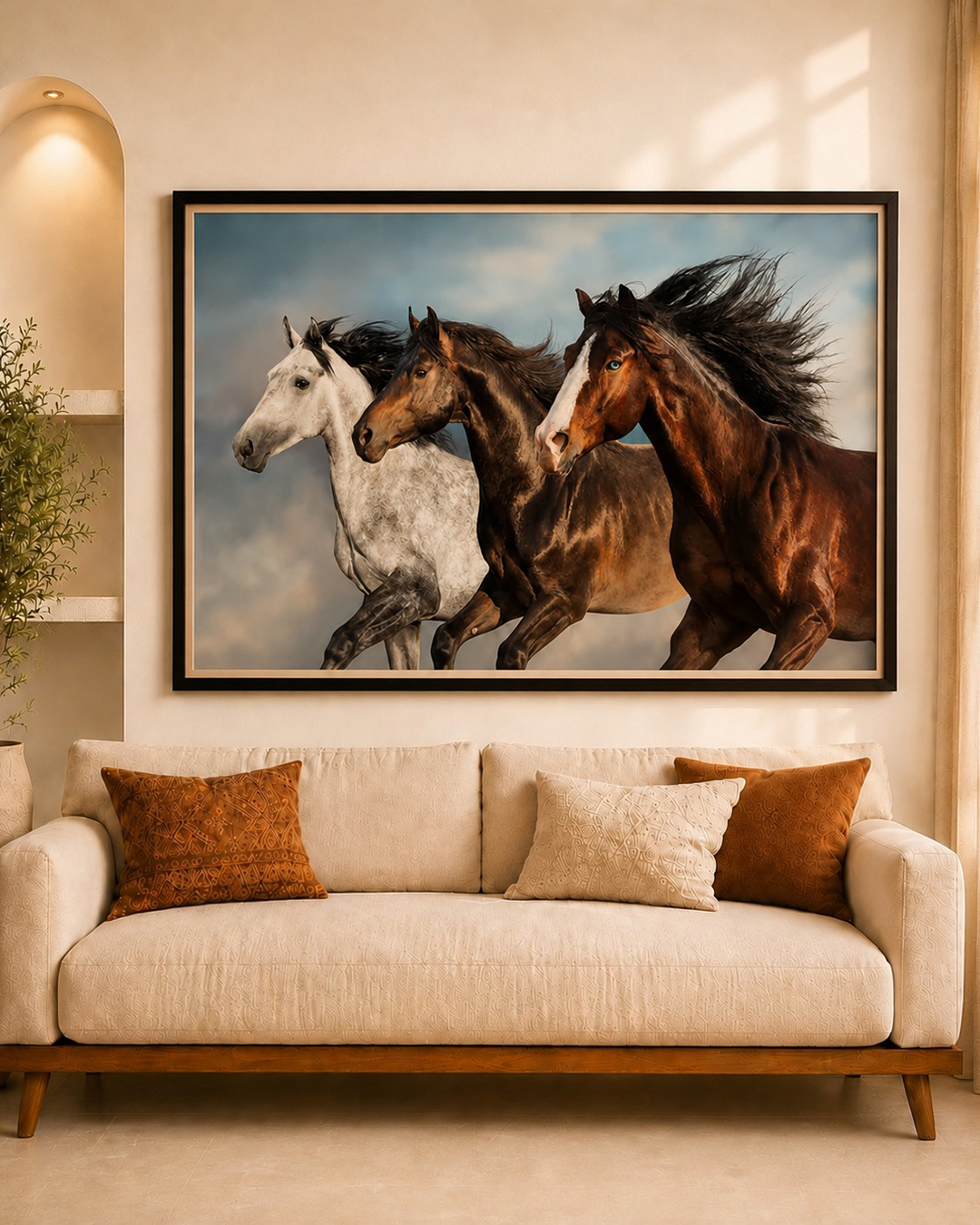Stallions on Museum Quality Canvas with Floater - Frame