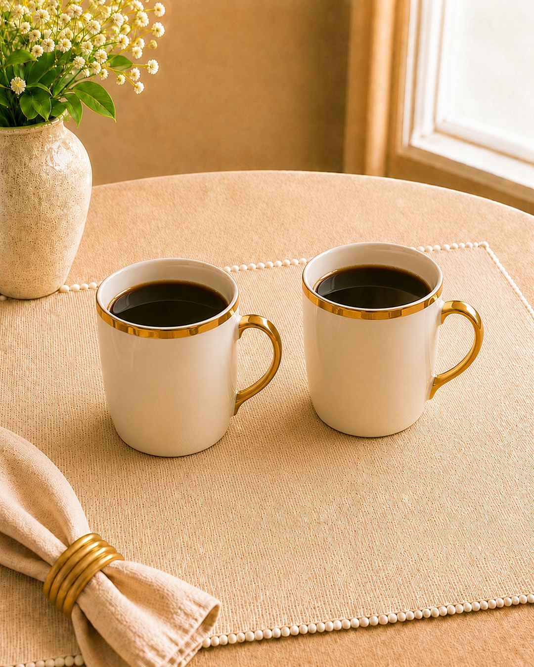 Bone China - White Coffee Mugs set of 2