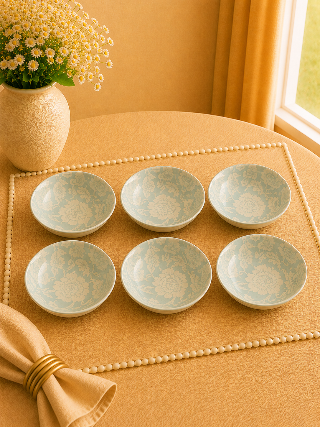 Crimson Mosaic Dessert Bowls - Set of 6