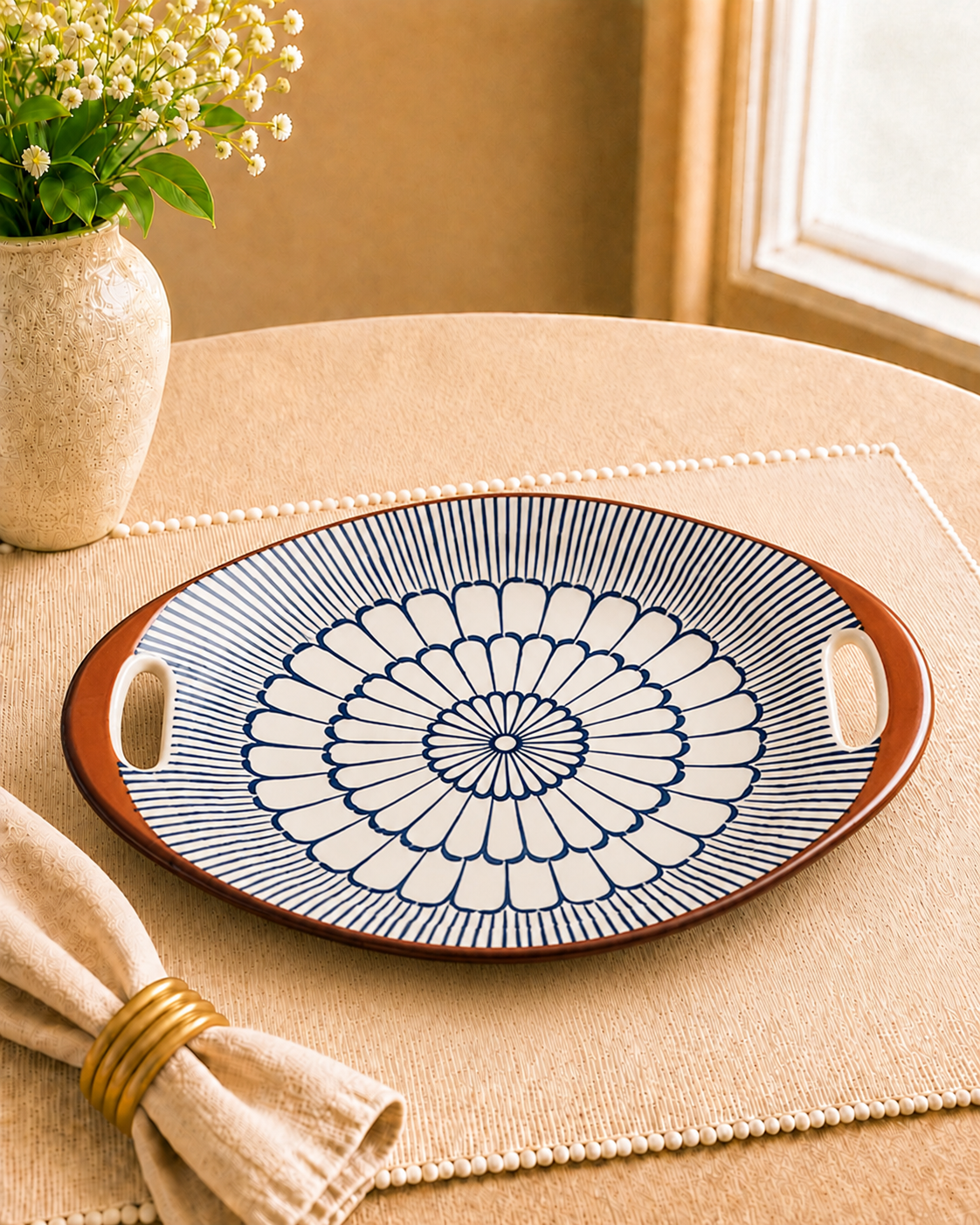 Whispers of Mandala Collection - Grey Ceramic Platter 6inches