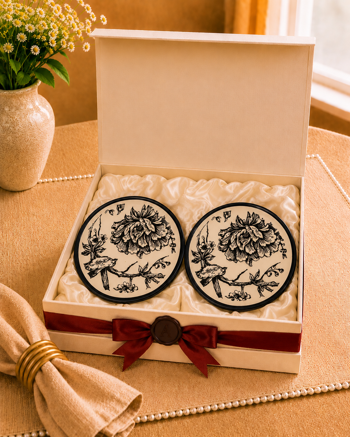 Bloom & Grace Collection - Floral Black Dinner Plates set of 2