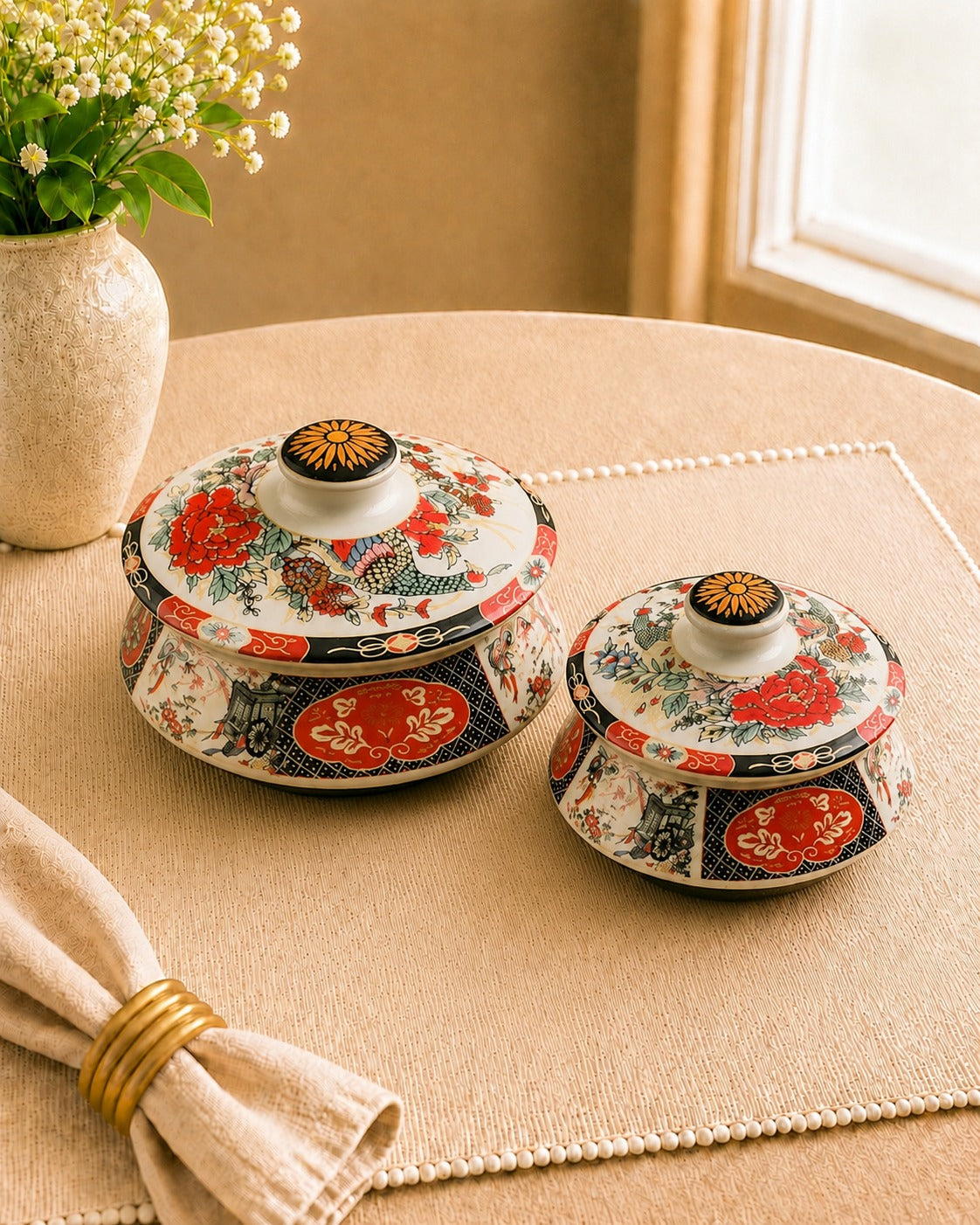 Exquisite Dragon Ceramic - Serve bowls set with Lid