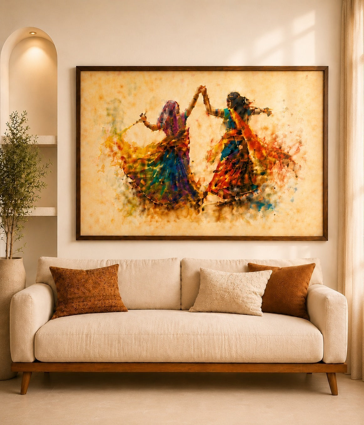 Traditional Indian Art on Museum Quality Canvas with Floater frame