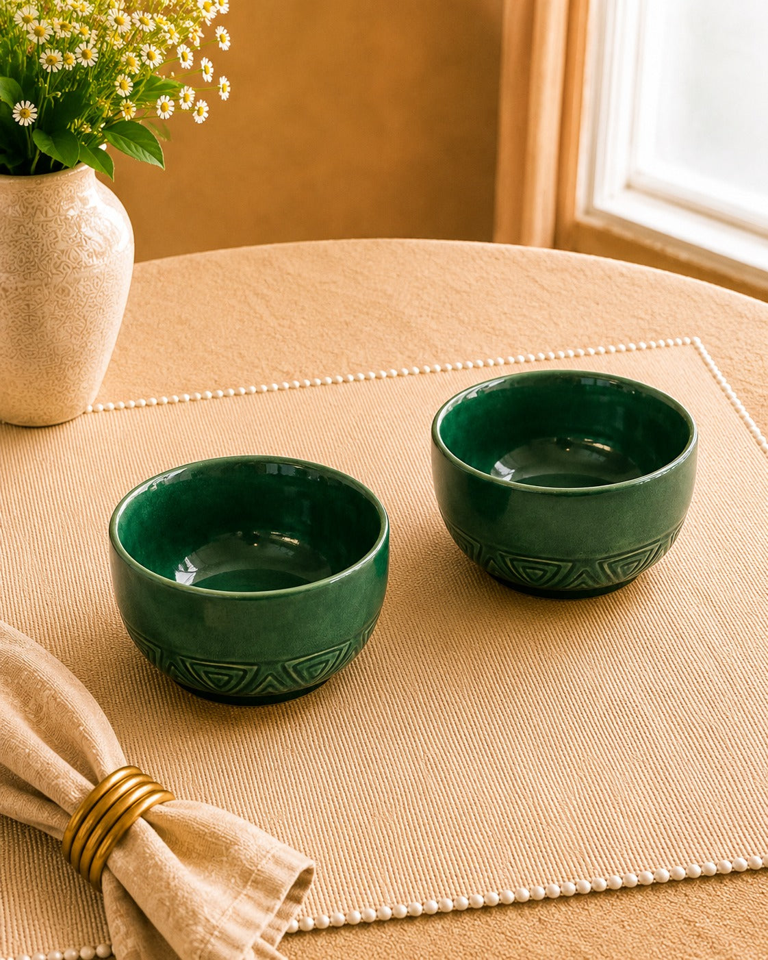 Rustic Green, Deep Ceramic - Bowls of 4.5”
