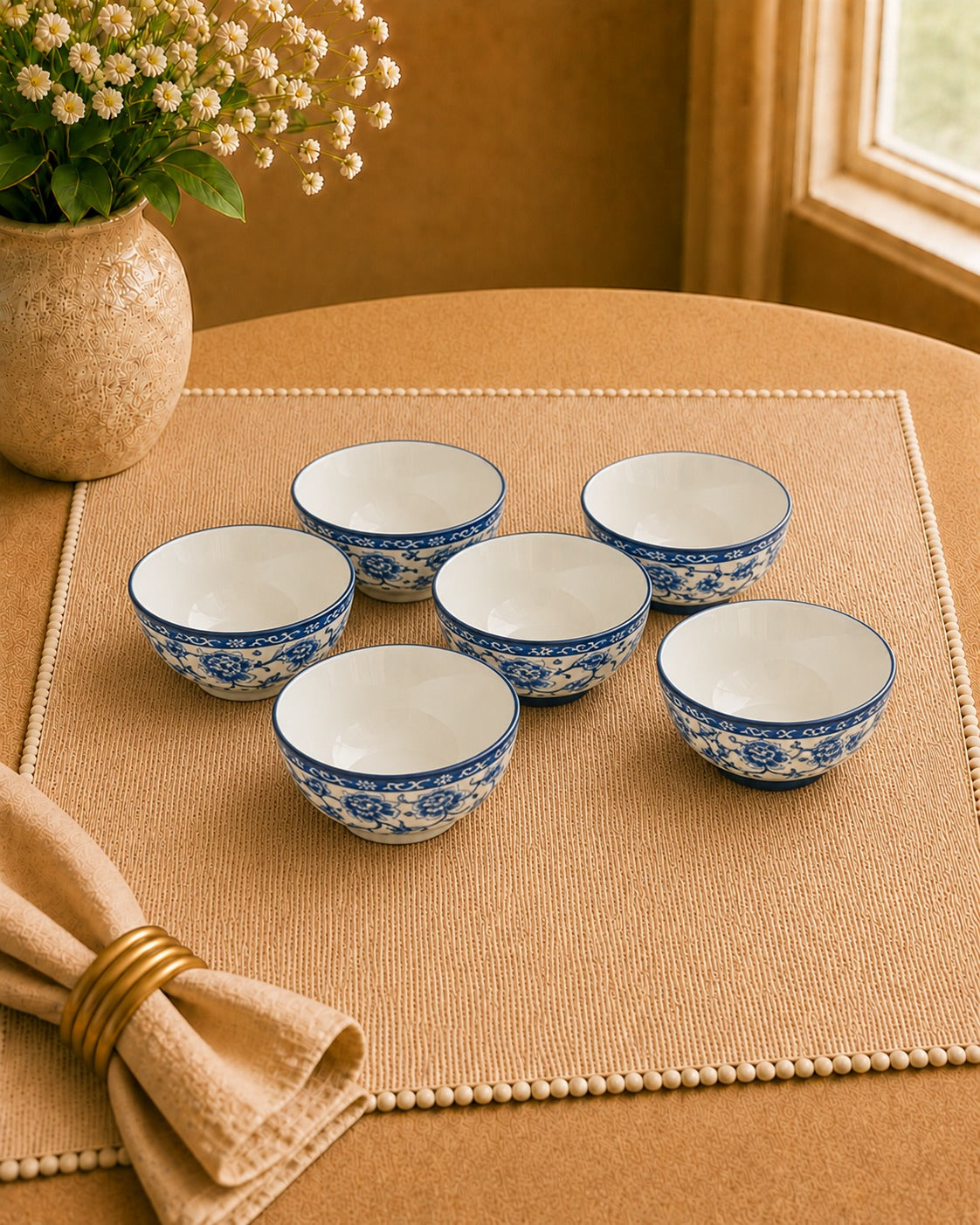 Turkish Art collection White and floral Blue Soup Bowls