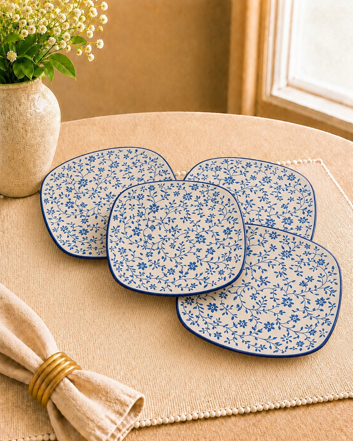 Ottoman Grace Collection – Set of 4 Square Dinner Plates