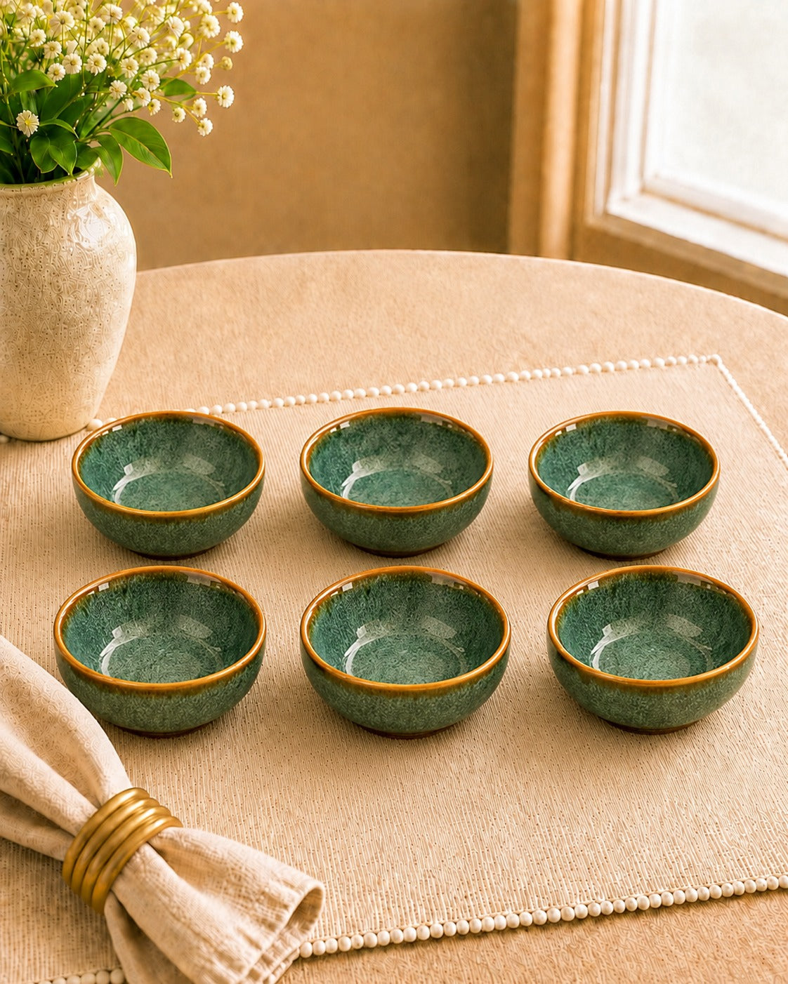 Rustic Green, Ceramic Bowls of 4”