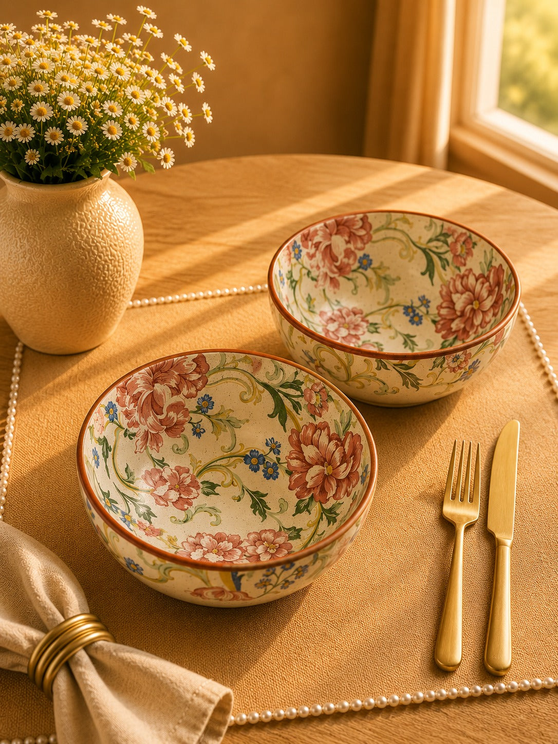 Bagh Collection- Floral Set of 2 Medium Serving Bowls
