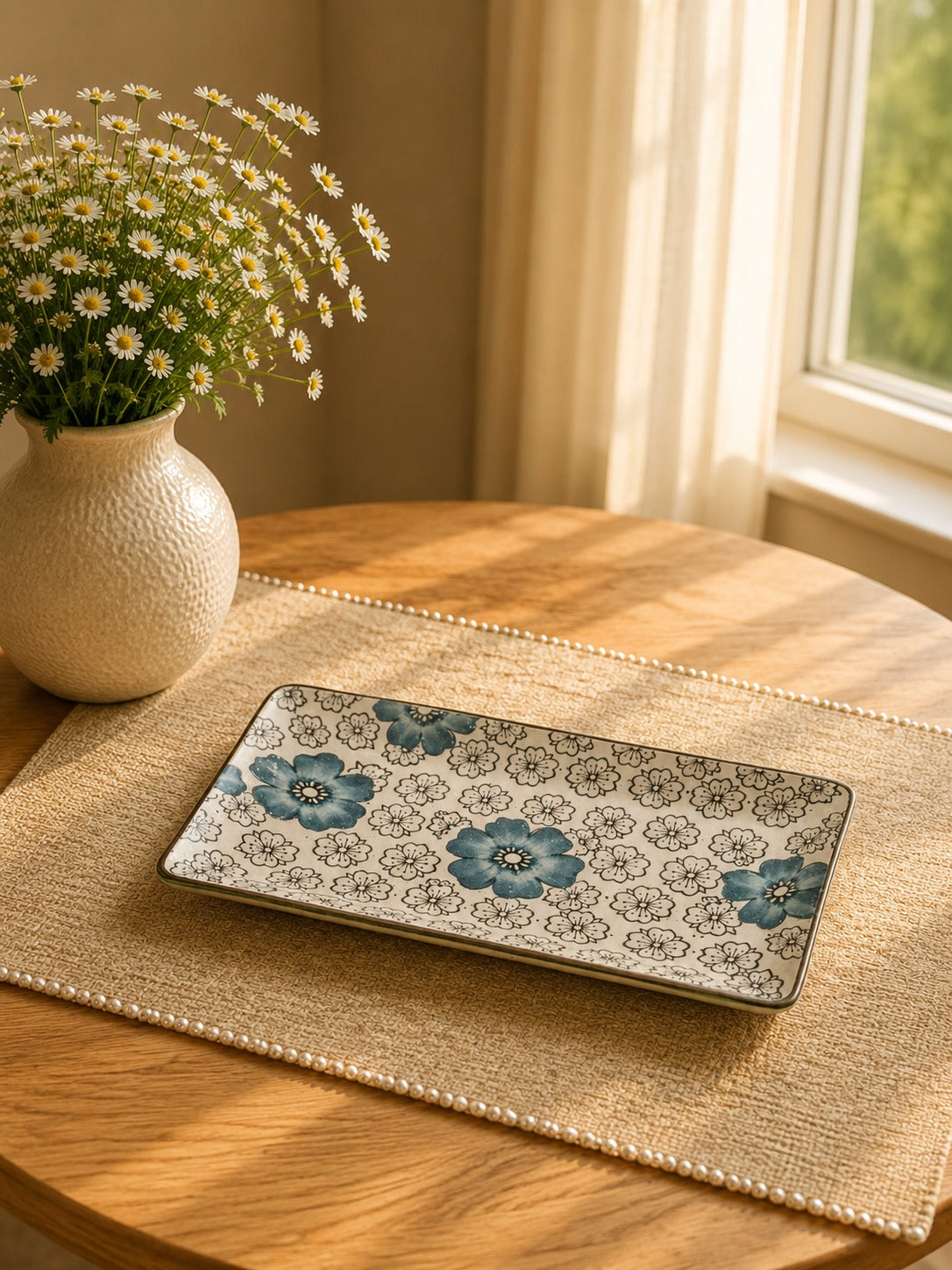 Ottoman Grace Collection – Teal Grey Platter 7”