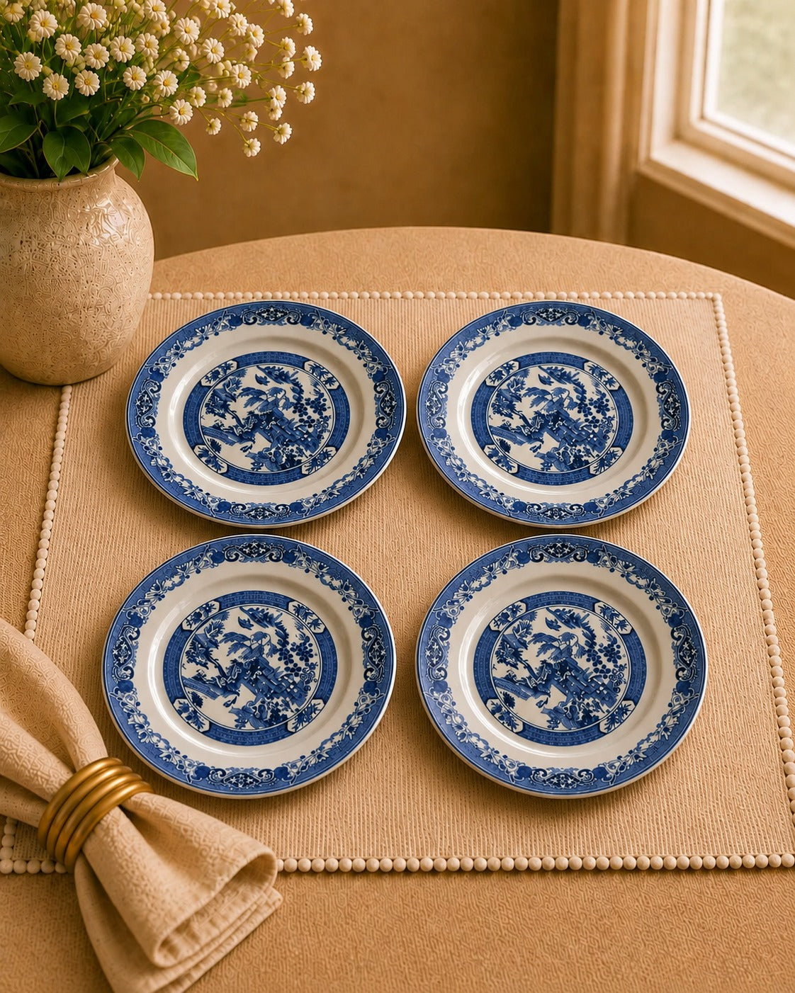 Ottoman Grace Collection- Majestic Blue Dinner Plates - Set of 4