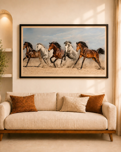 Classic Five Horses on Museum - Quality Canvas