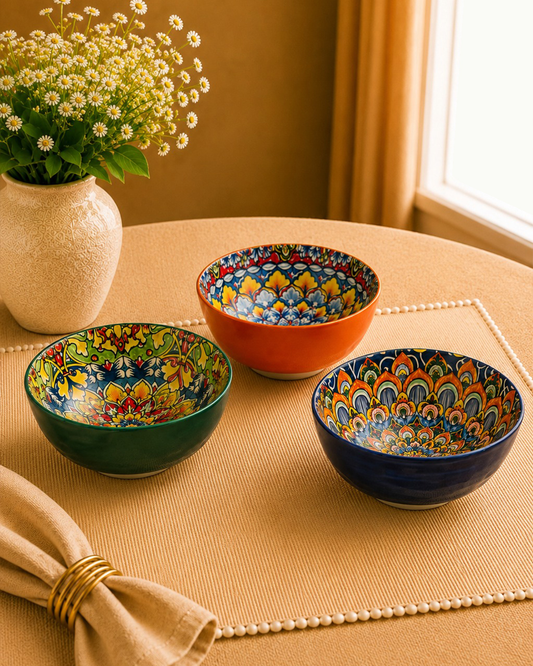 Classic Mandala deep Bowls of 5-inch set of3