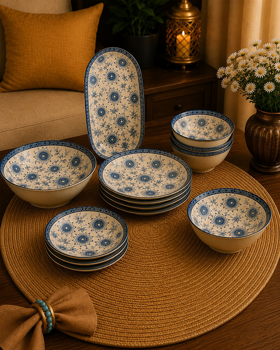 Royal Turkish Blue and White Floral - Dinner Set