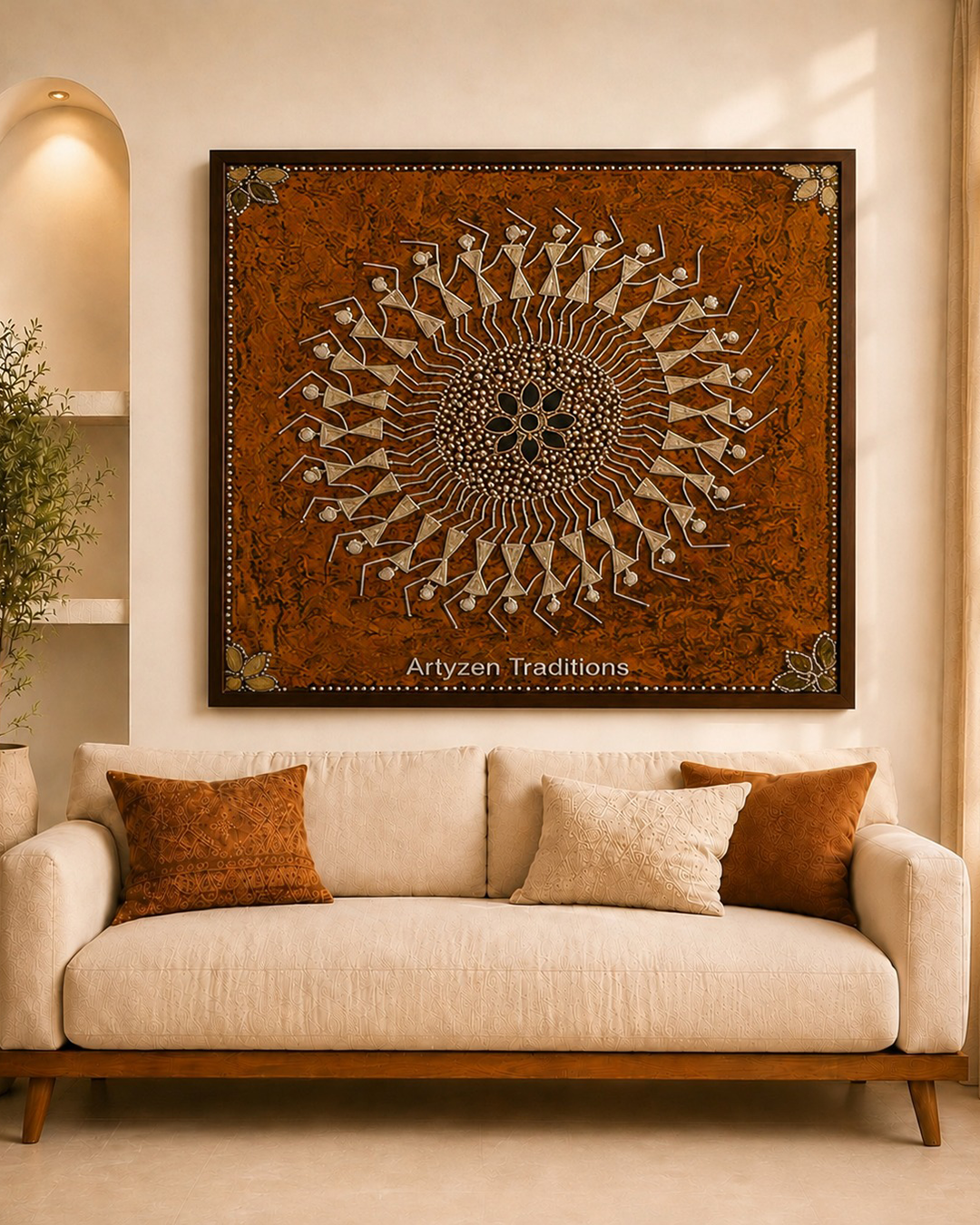 Oil Painted Traditional Worli Art - Frame