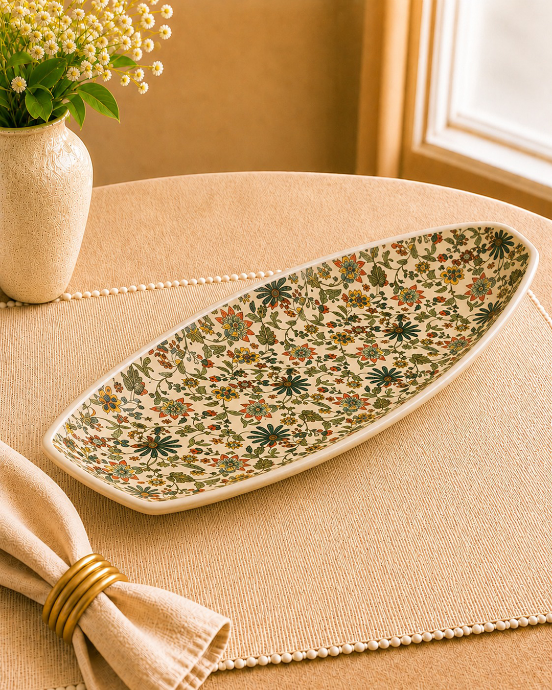 Ethnic, Kashmiri Carpet prints on 14” - Ceramic Platter