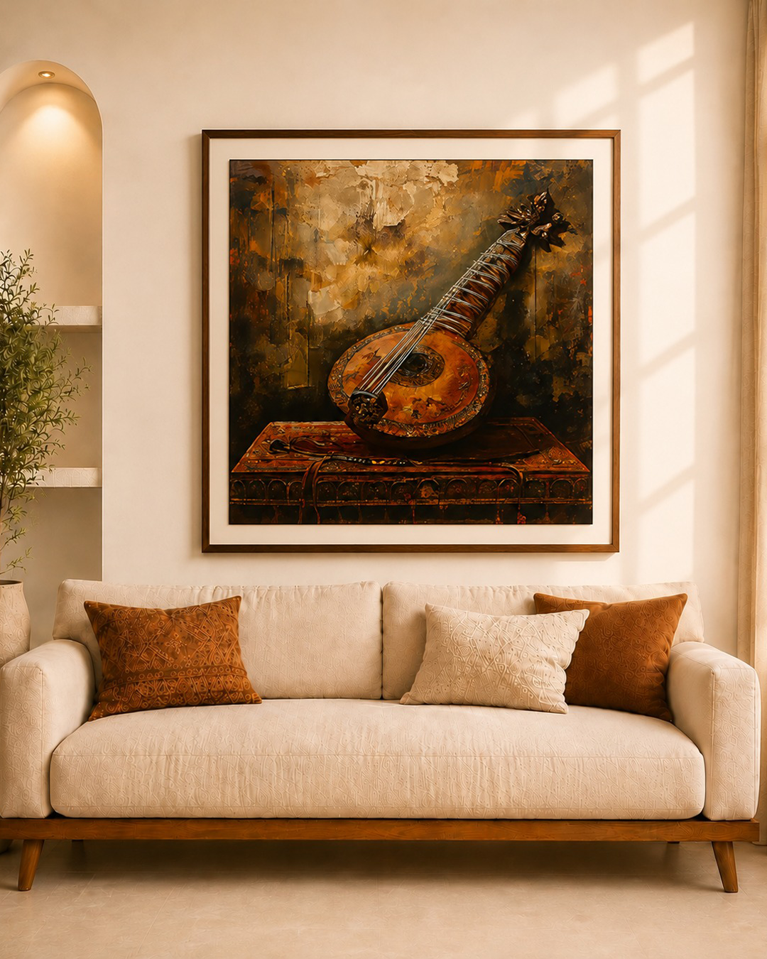 Traditional Indian Art  on Museum Quality Canvas with Floater - frame