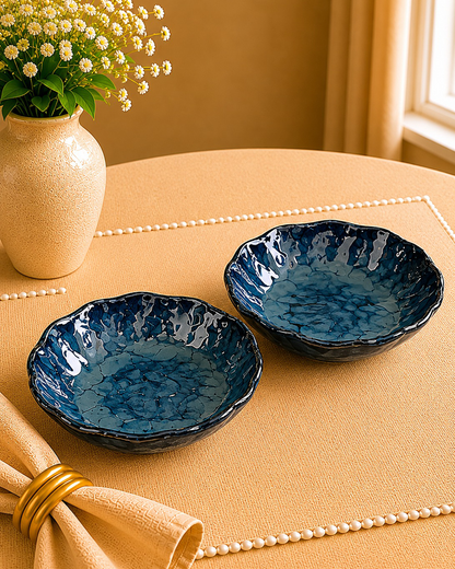 Rustic Blue Hand Made Ceramic - Snack Bowls