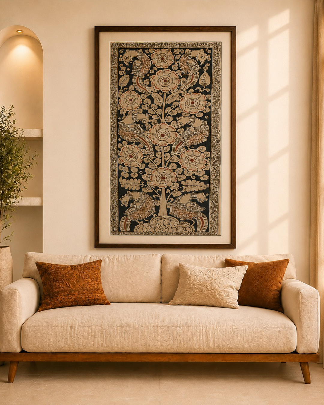 Kalamkari captured on a portrait - Brown