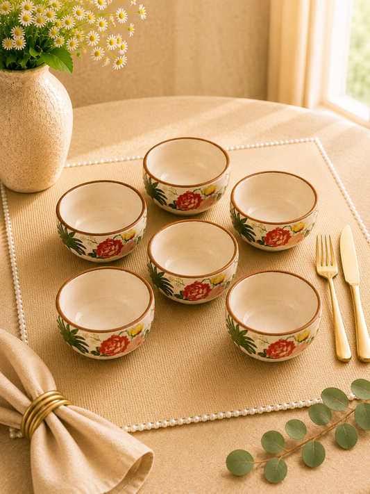 Bagh Collection- Floral  4.5’ Soup Bowls set of 6