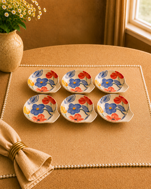 Bloom & Grace Collection of Foral Dish Dip plates of 5inch set of 6