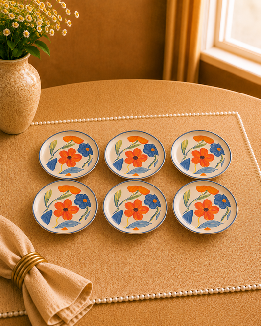Bloom & Grace Collection of Foral Dish plates of 5inch set of 6