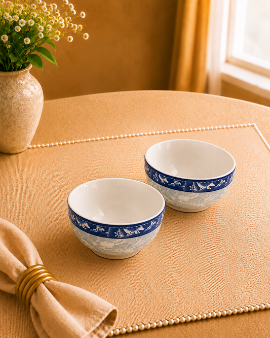 Turkish Art collection White and Blue 6” Snack Bowls - Set of 2