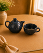Elegant Rustic Blue Tea Pot & Cup Combo