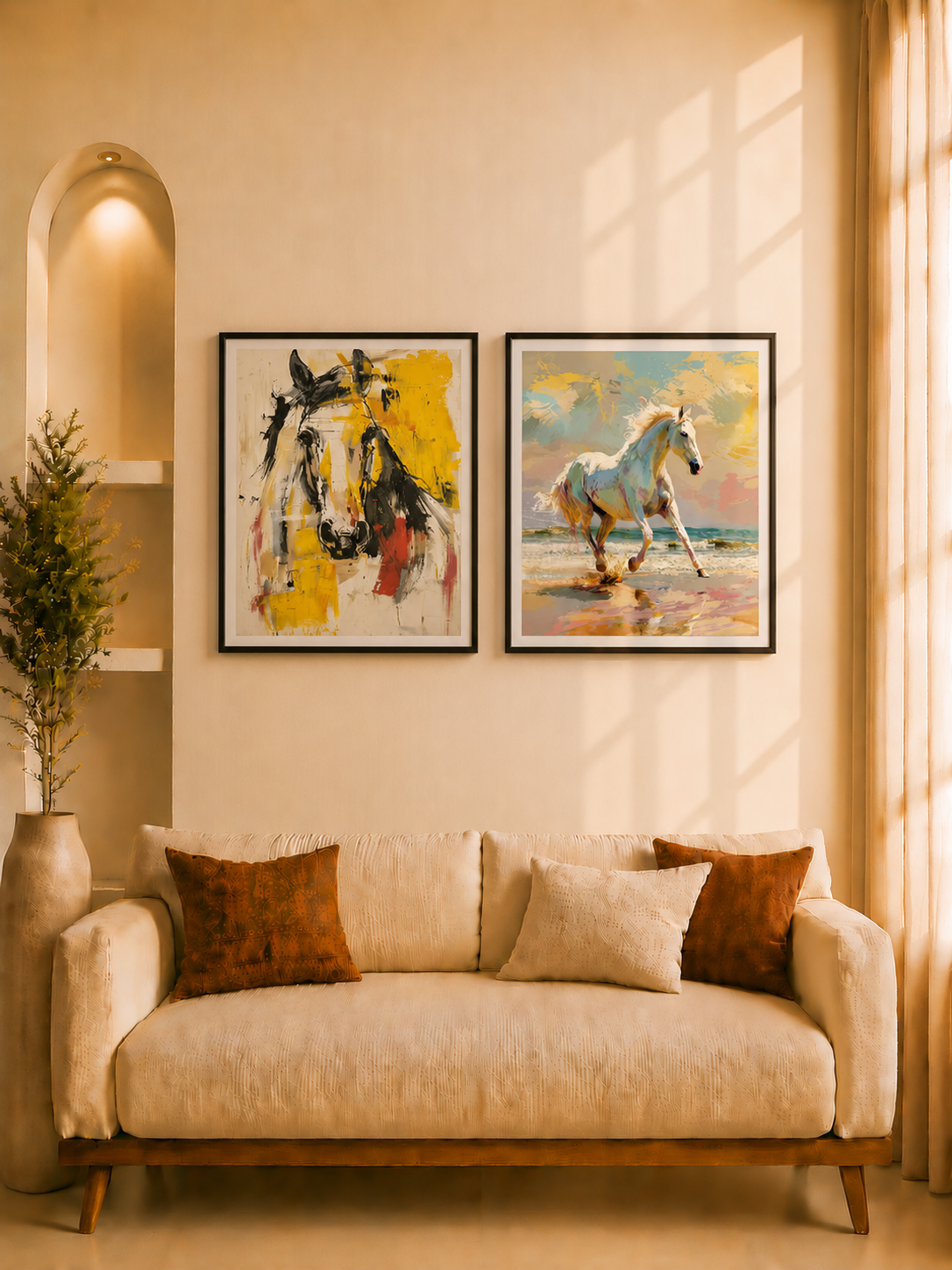 Set of 2 elegant Horse Wall portrait of 18x12inch