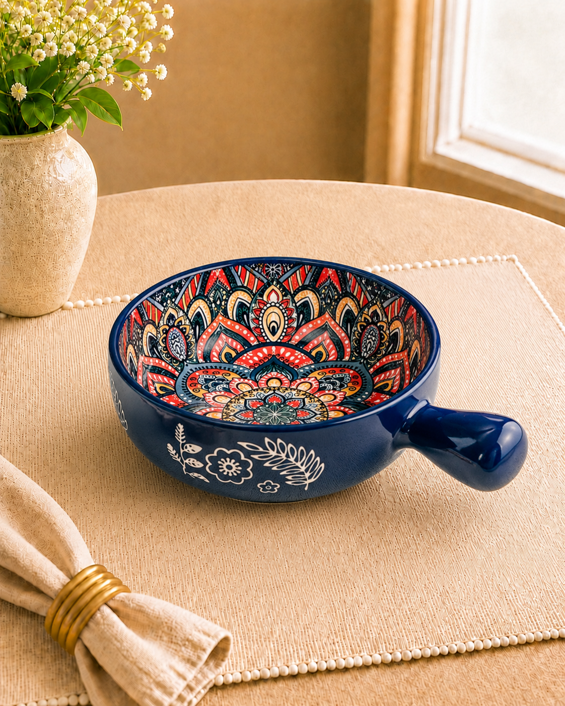 Whispers of Mandala Collection - Blue Round Snack Tray