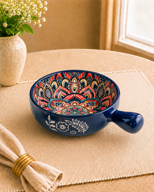 Whispers of Mandala Collection - Blue Round Snack Tray