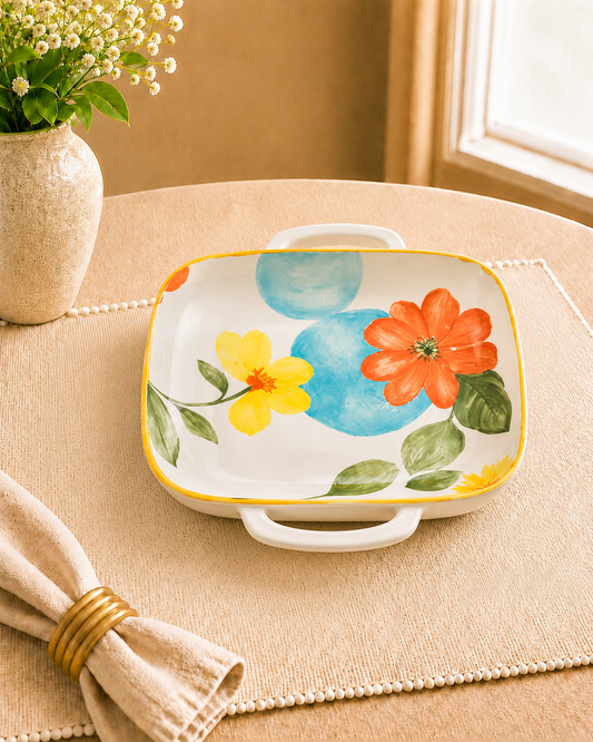 Bloom & Grace Collection - Floral Platter with handles