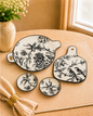 Bloom & Grace Collection - Matte Black Floral Platter set of 4
