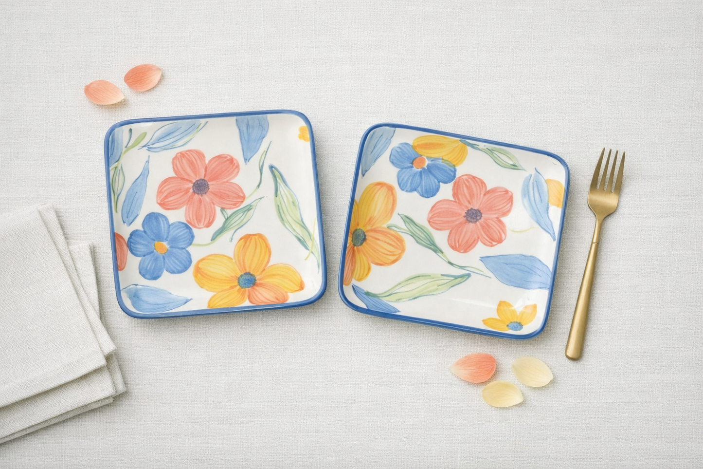 Bloom & Grace Collection - Floral Square Platters set of 2