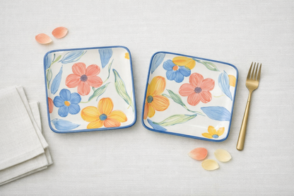 Bloom & Grace Collection - Floral Square Platters set of 2