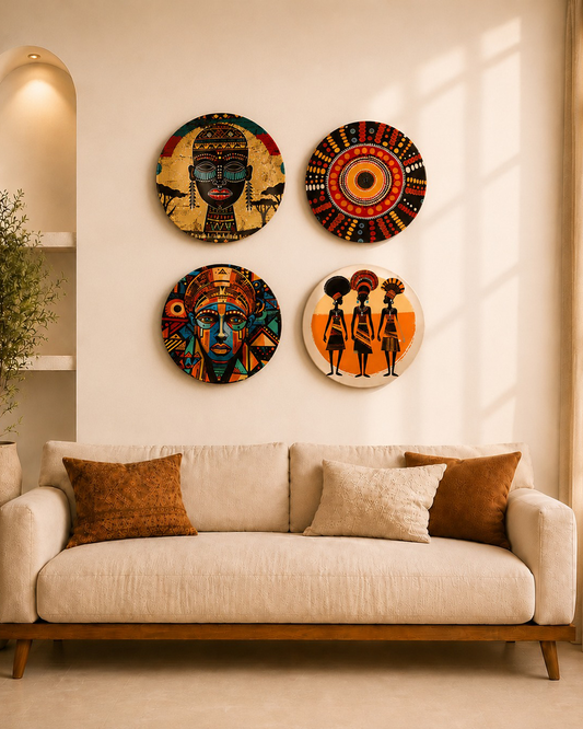 Traditional African Art on Ceramic - Wall plates