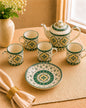 Exquisite hand  motifs on a - Tea Set with two elegant serving plates