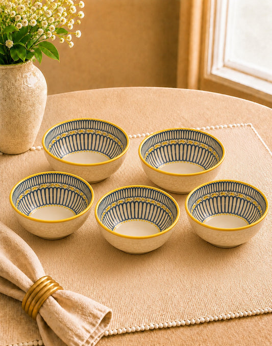 Ethnic Mandala Art Ceramic Bowl 4.5”- Set of 6