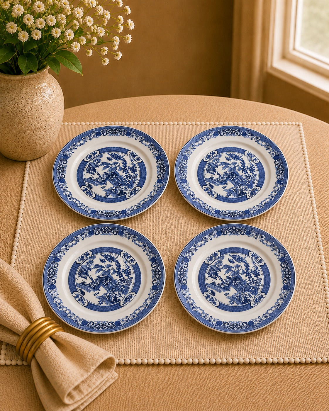 Ottoman Grace Collection- Majestic Blue Dinner Plates - Set of 4