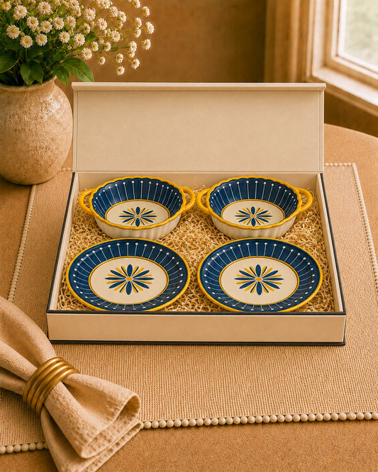 Sunburst Elegance Set of 2 Plates and 2 Large Bowls