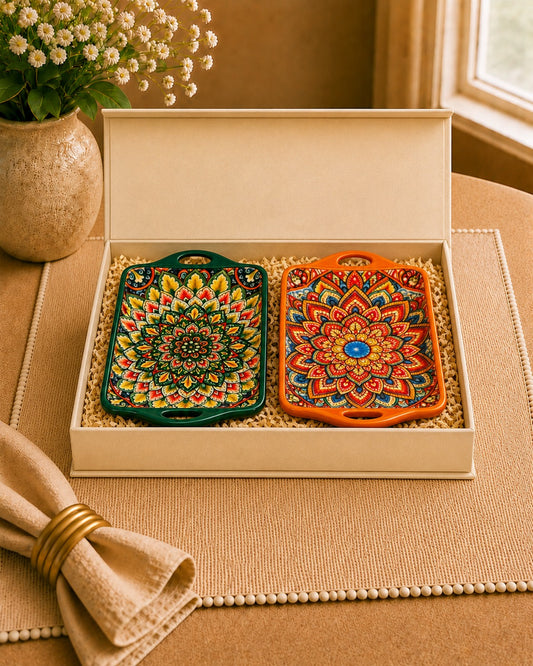 Mandala tray Set of 2 Large Serve Serve ware
