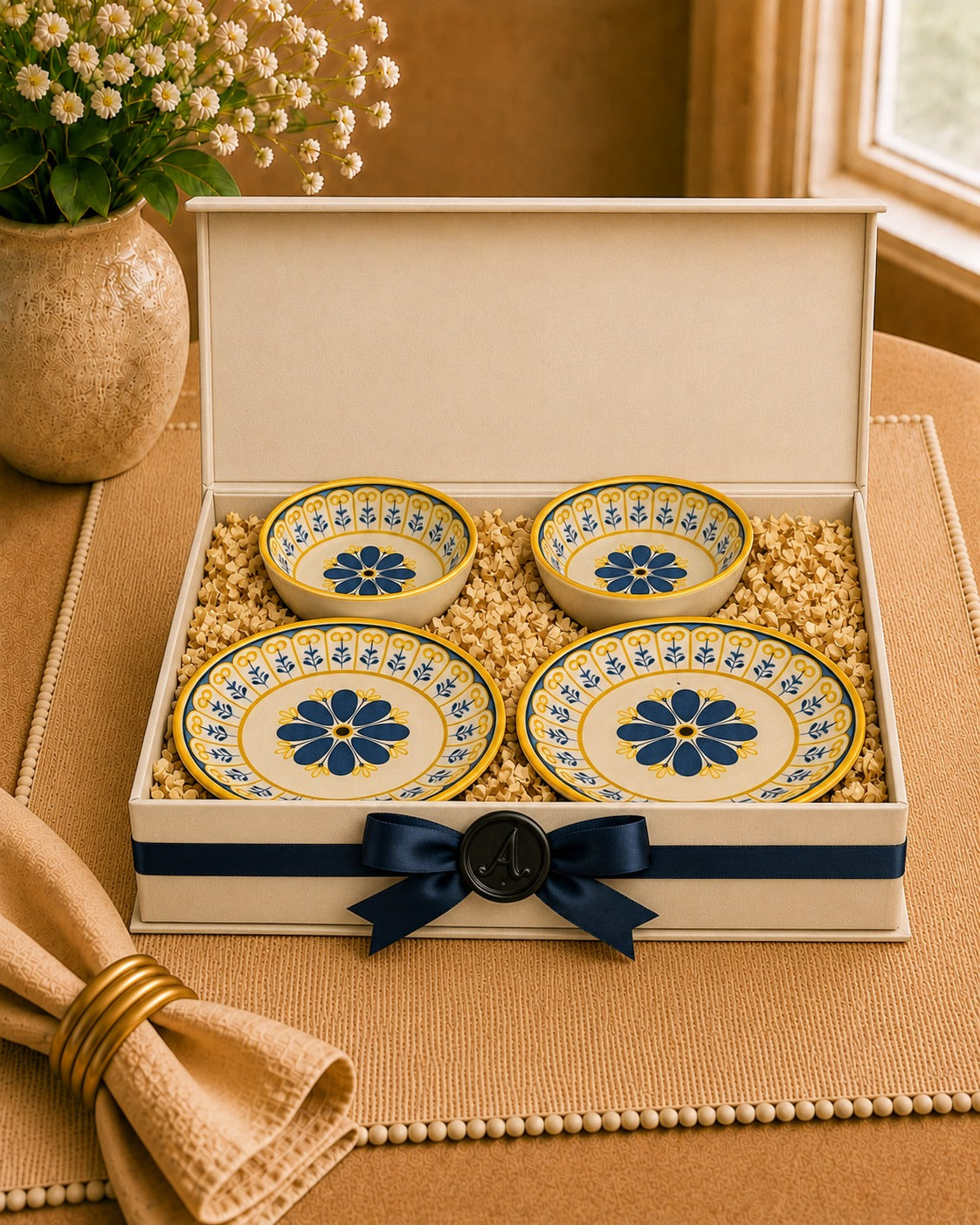 The Amalfi Bloom Collection- Set of 2 Dessert Plates and 2 Bowls