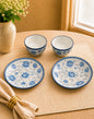 Ottoman Grace Collection - Floral Blue Set of2 Dessert Plates and 2 Bowls