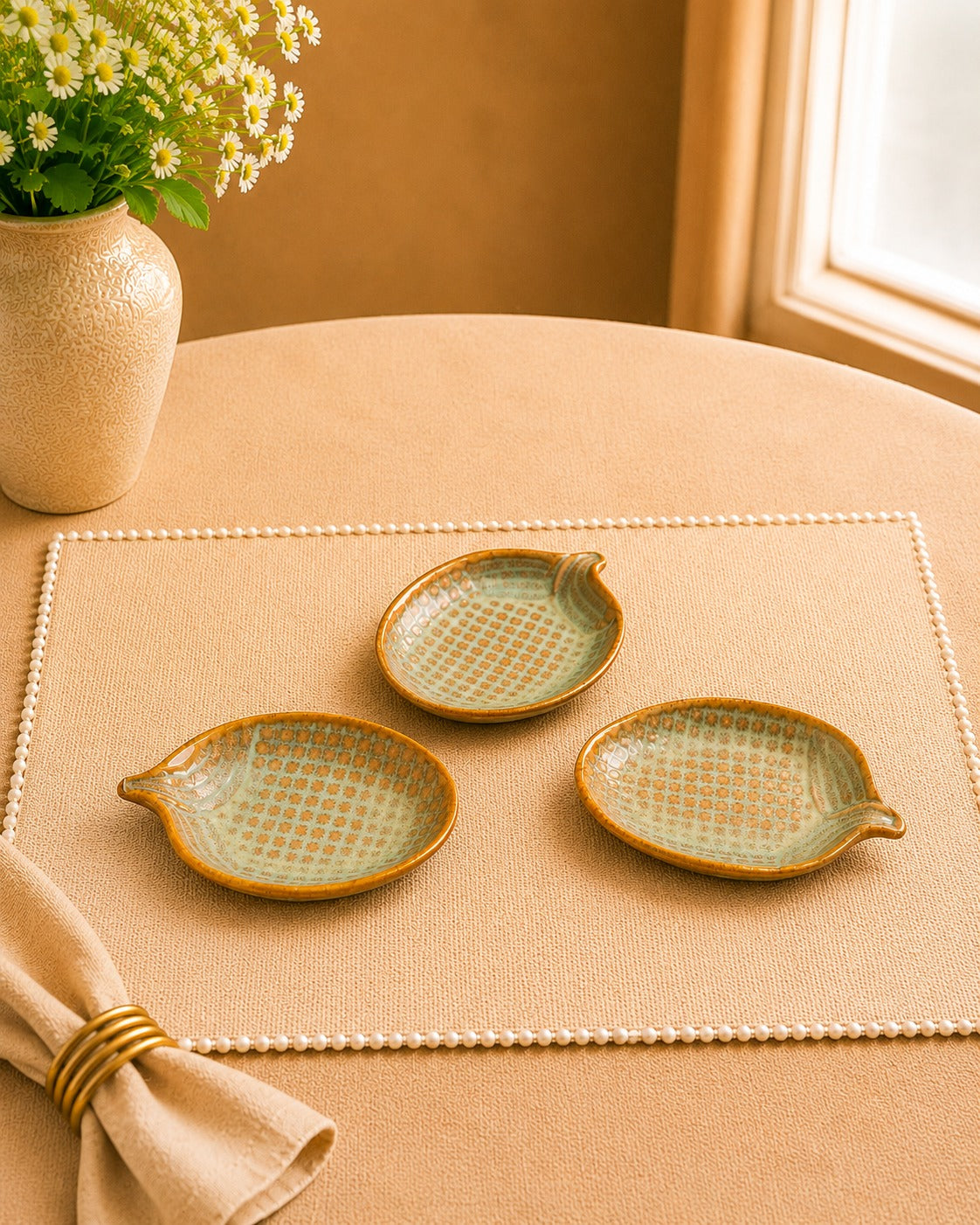 Rustic Green,  Ceramic dip Bowls of 4.5