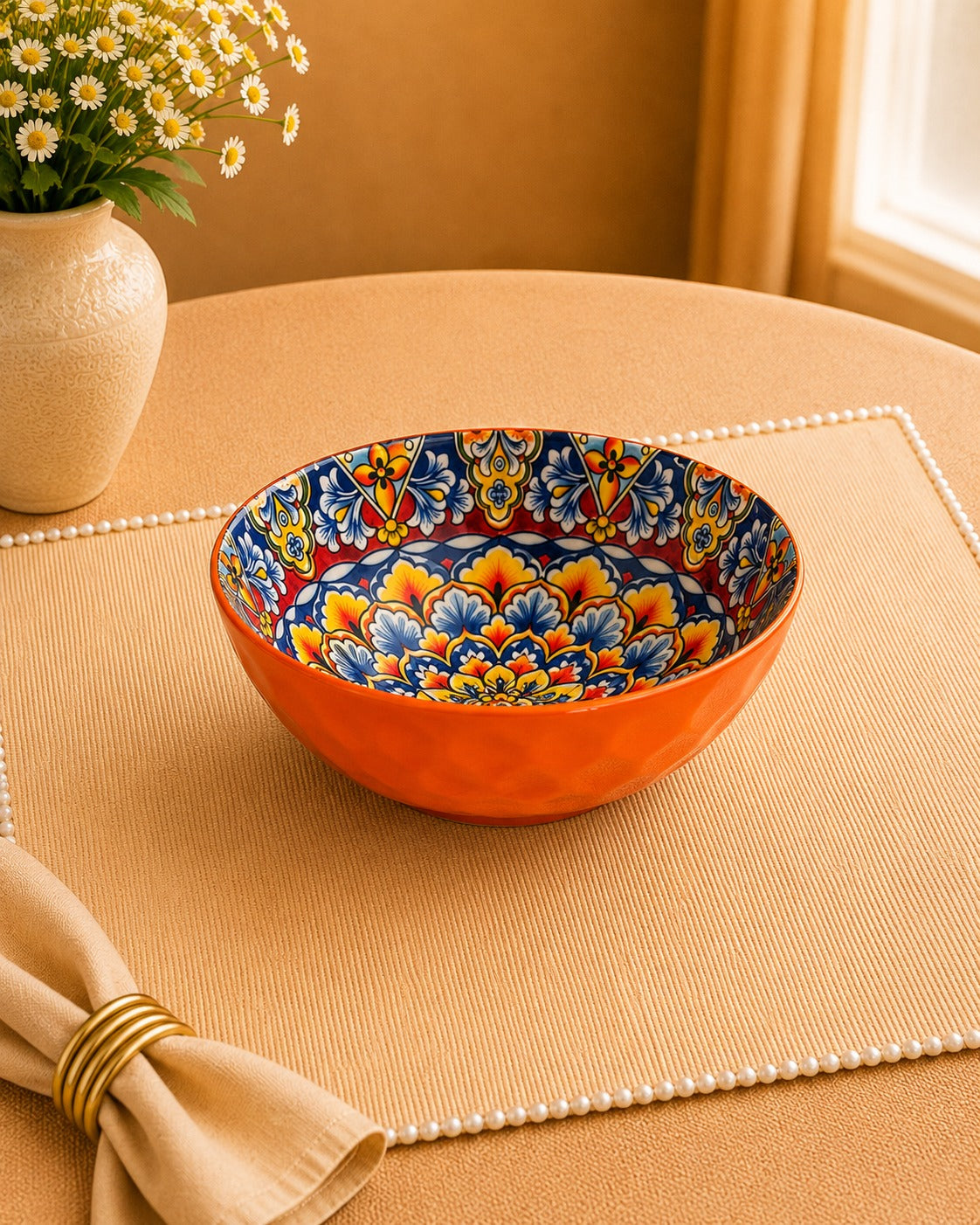 Classic Mandala deep Serving Bowls of 7 inch
