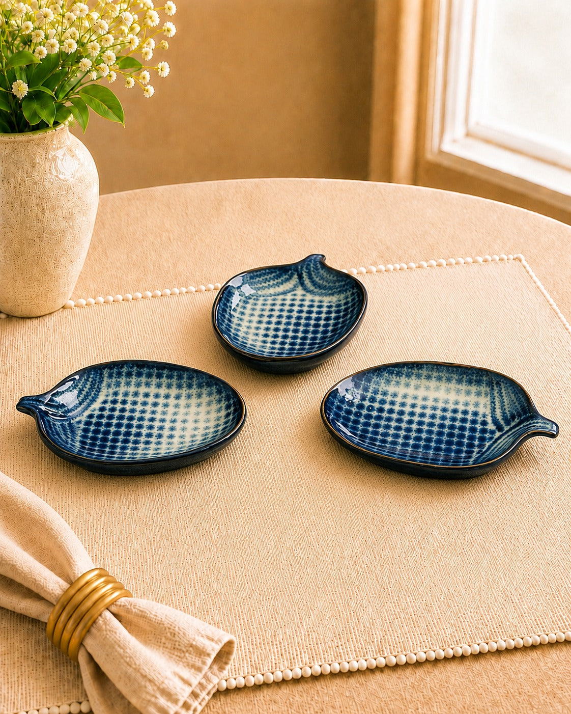 Rustic Blue, Ceramic dip Bowls of 4.5"