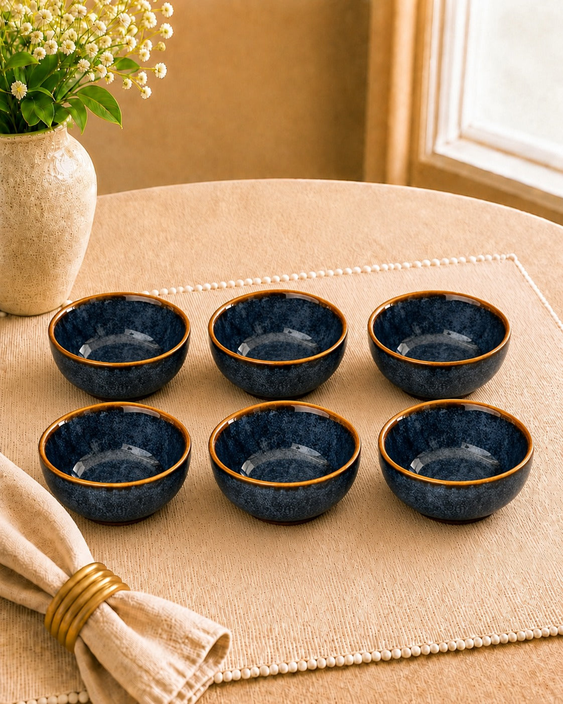 Rustic Blue, Ceramic  Bowls of 4”