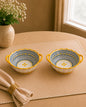 Whispers of Mandala Collection - Beige and Blue stripe Bowls – Set of 2