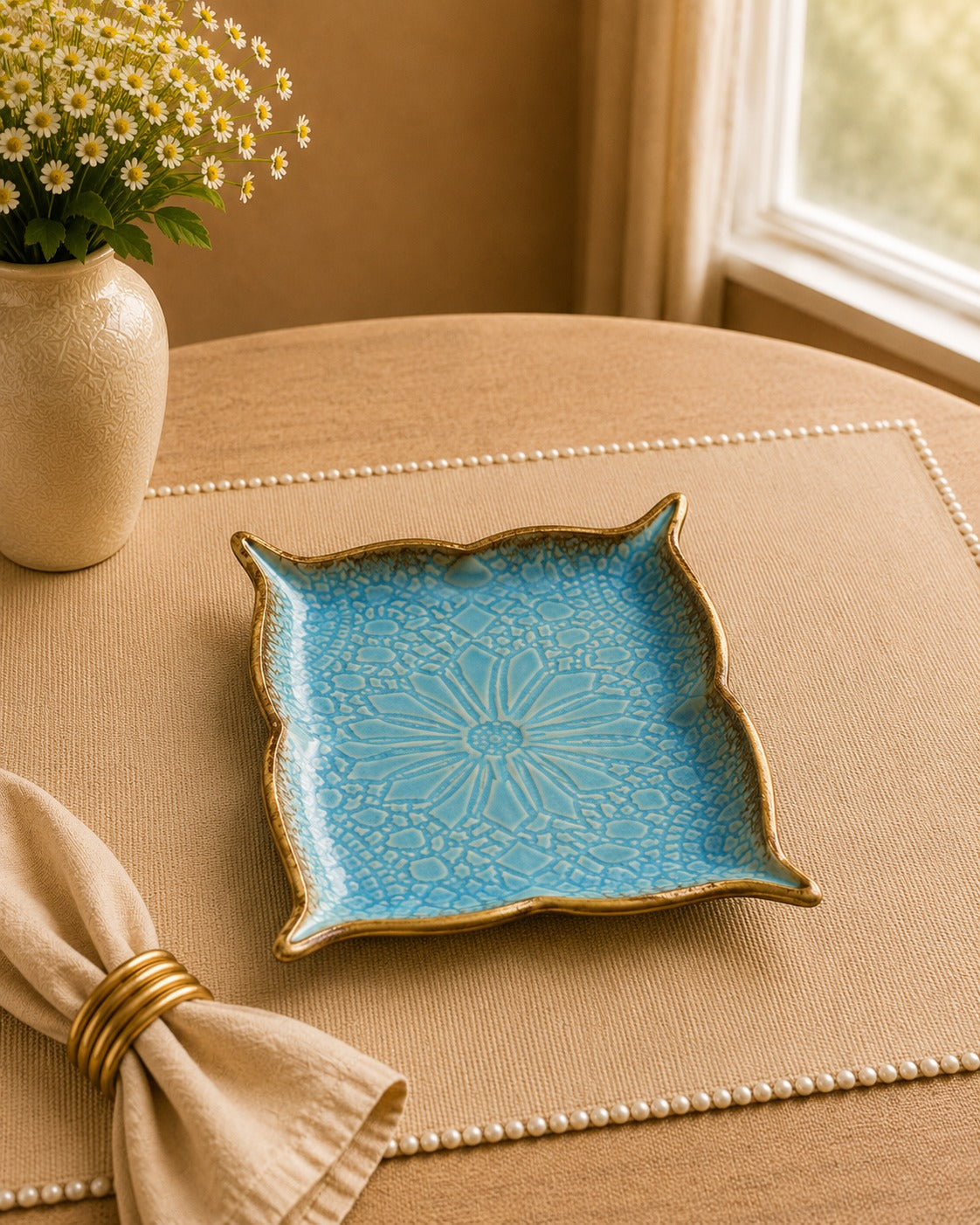 Ottoman Grace- Elysian Blue Hand made Platter